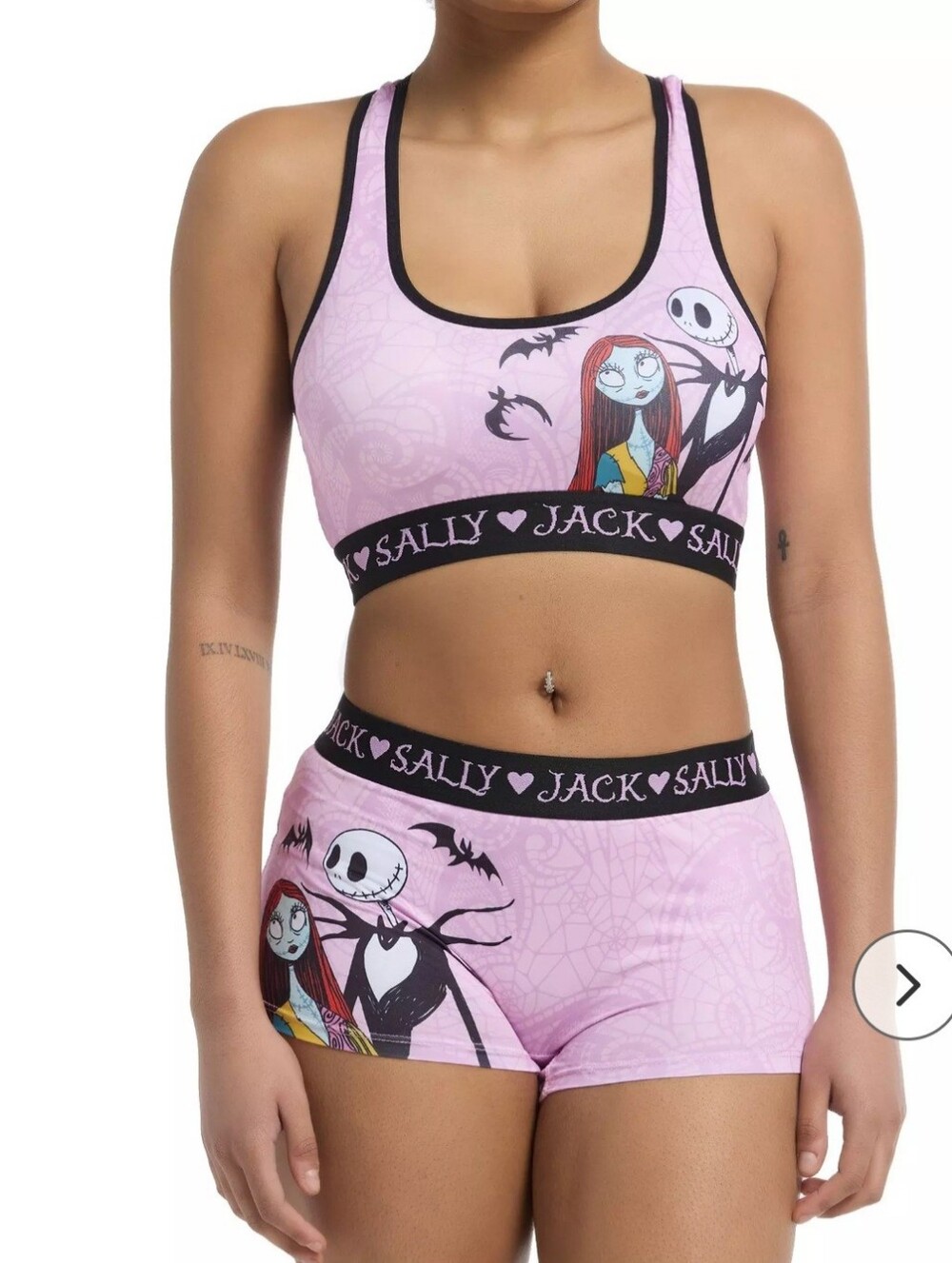 Disney Sally & Jack Pink Racerback Bra And Shorts Set Size Medium
